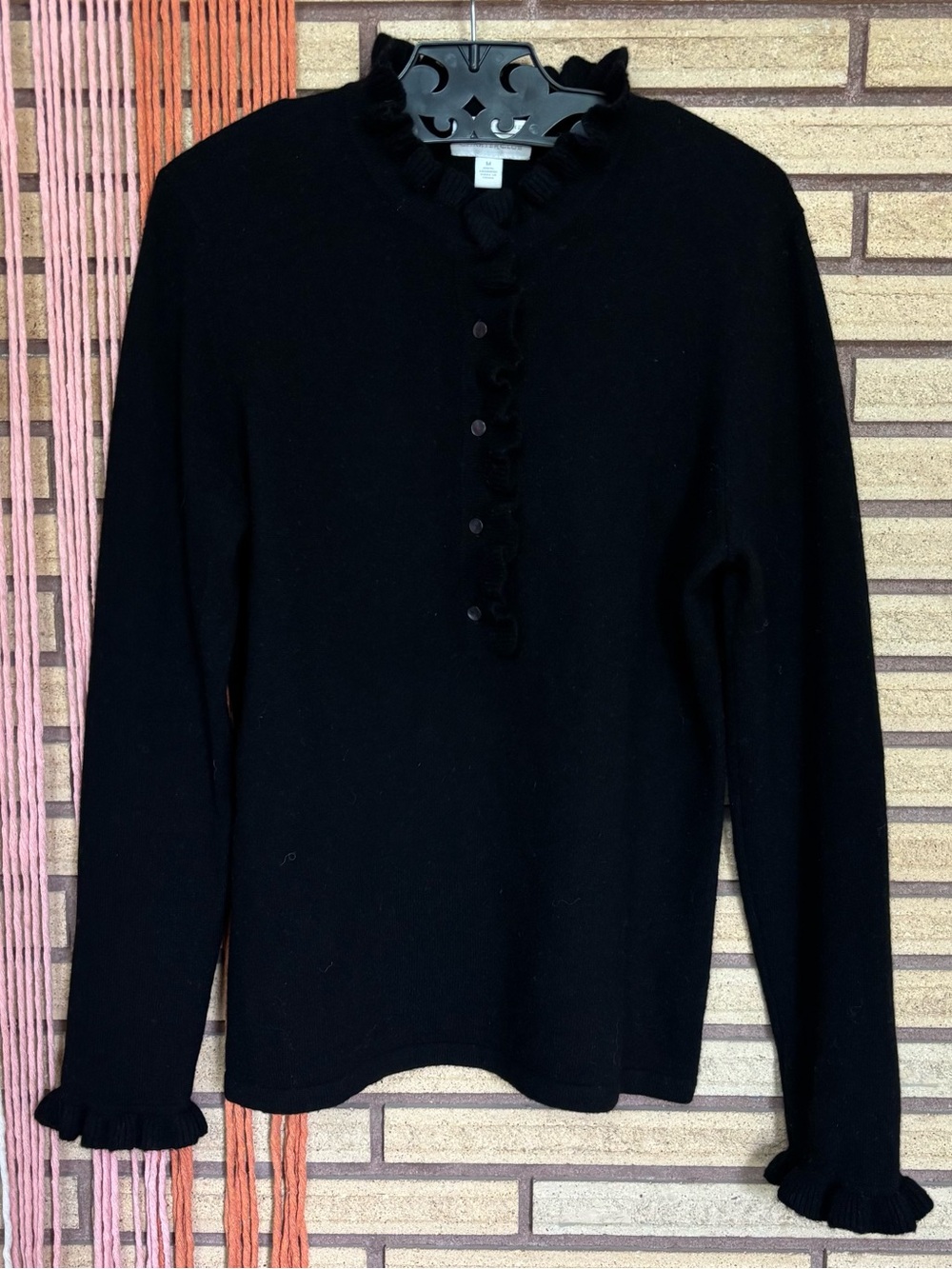 Black High Neck Cashmere Sweater - 6 - 8 - Small - Med - Black Cashmere Sweater